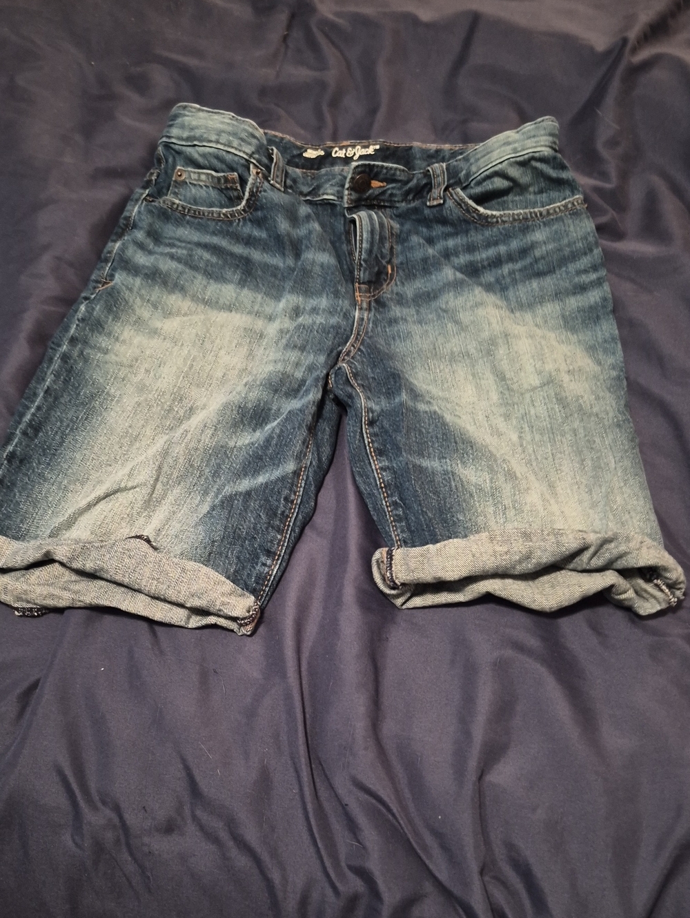 Cat & Jack Boys Blue Denim Roll-Cuff Shorts